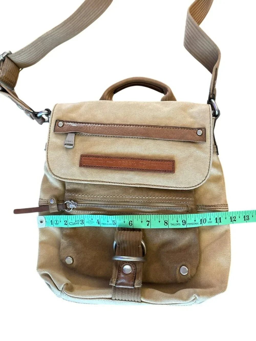Fossil Long Live Vintage 1954 Collection Leather Trim Canvas Messenger Bag